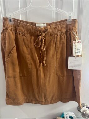 T.J.Maxx Tan Drawstring Mini Skirt